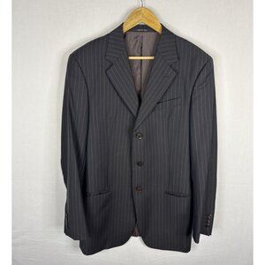Armani Collezioni Italy Dark Gray Pinstripe Wool Blazer Sport Coat 42L Tailored
